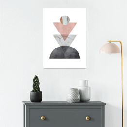 Plakat samoprzylepny Szaro różowa abstrakcja na białym tle