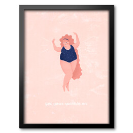 Obraz w ramie Kobieta na różowym tle z napisem "Get your sparkle on"