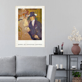 Plakat Henri de Toulouse-Lautrec "Anglik w Moulin Rouge" - reprodukcja z napisem. Plakat z passe partout