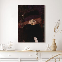 Obraz na płótnie Gustav Klimt "Kobieta w kapeluszu i boa z piór" - reprodukcja