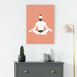 Obraz na płótnie Mężczyzna ćwiczący jogę - ilustracja na kolorowym tle
