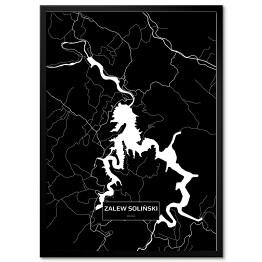 Plakat w ramie Mapa Solina czarno-biała