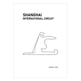 Plakat samoprzylepny Shanghai International Circuit - Tory wyścigowe Formuły 1 - białe tło