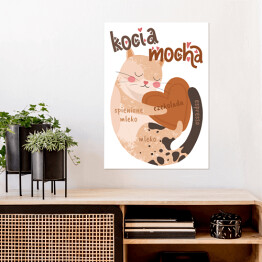 Plakat samoprzylepny Kawa z kotem - kocia mocha