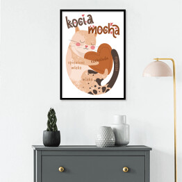Plakat w ramie Kawa z kotem - kocia mocha