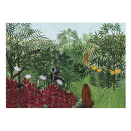 Plakat Henri Rousseau "Las tropikalny z małpami" - reprodukcja