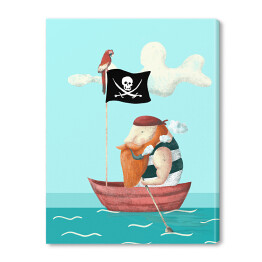 Obraz na płótnie Nad wodą - pirat w łodzi