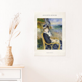 Plakat Auguste Renoir "Kobieta siedząca nad morzem" - reprodukcja z napisem. Plakat z passe partout