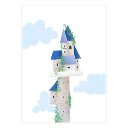 Plakat samoprzylepny Bajkowy śliczny zamek wśród chmur