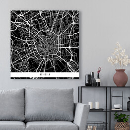 Obraz na płótnie Mediolan - czarno biała mapa