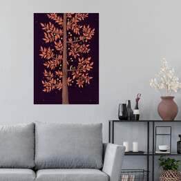 Plakat samoprzylepny Brązowe drzewo - ilustracja