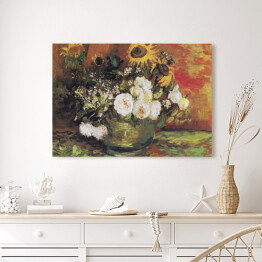 Obraz na płótnie Vincent van Gogh Słoneczniki, róże i inne kwiaty w misce. Reprodukcja