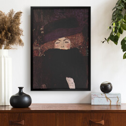 Obraz w ramie Gustav Klimt "Kobieta w kapeluszu i boa z piór" - reprodukcja